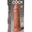 King Cock Elite Dual Density Vibrating Rechargeable Silicone Dildo with Remote Control Dildo - Caramel - 8in