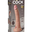 King Cock Elite Dual Density Vibrating Rechargeable Silicone with Remote Control Dildo - Vanilla - 7in