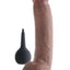 King Cock Squirting Dildo with Balls - Brown/Chocolate - 9in