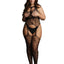 Le Desir Lace Suspender Bodystocking with Round Neck