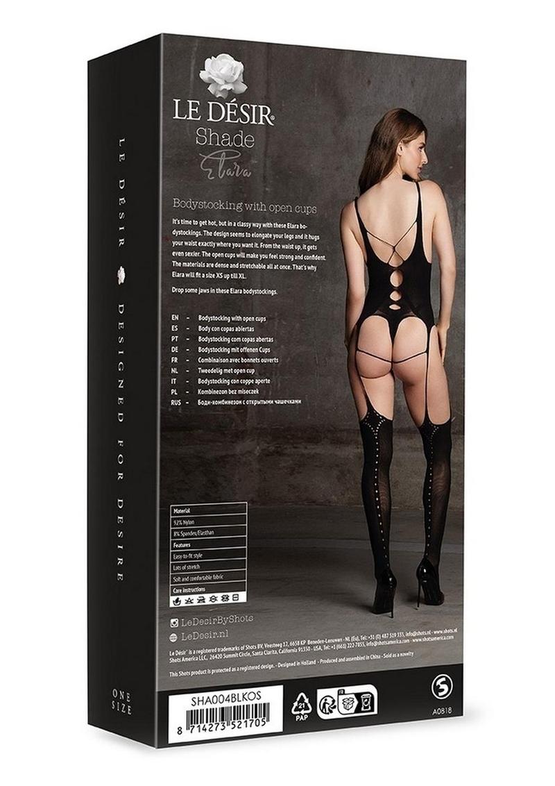 Le Desir Shade Elara Vii Bodystocking with Open Cups - Black - One Size