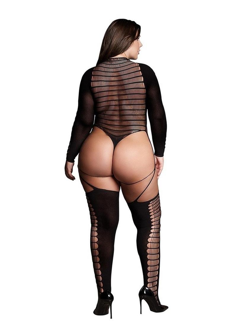 Le Desir Shade Kalyke Xxiii Bodystocking with Turtleneck - Black - Queen