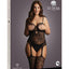 Le Desir Suspender Rhinestone Bodystocking - Black - Queen