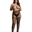 Le Desir Suspender Striped Pantyhose - Black - Queen