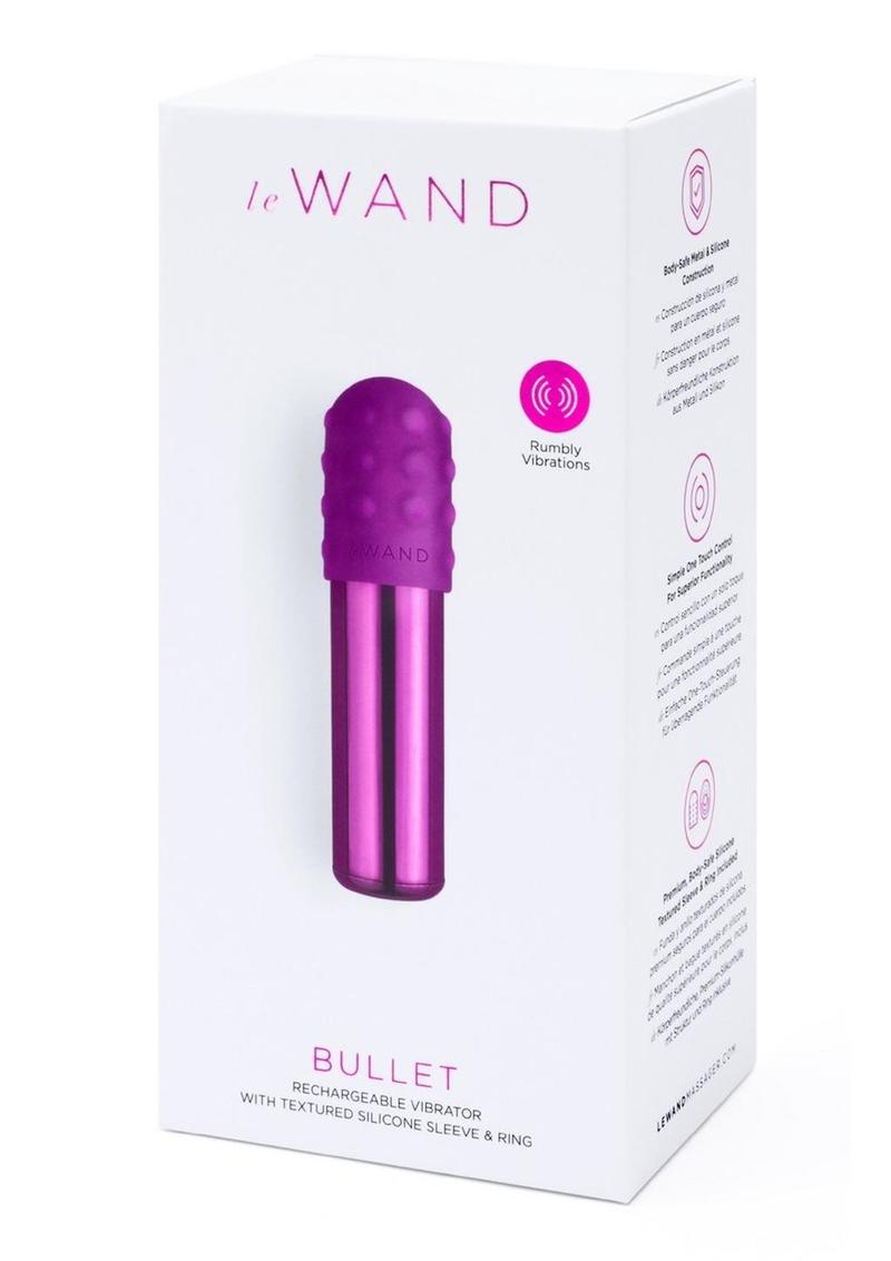Le Wand Bullet Rechargeable Vibrator with Textured Silicone Sleeve and Ring