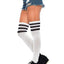 Leg Avenue Athlete Thigh High with 3 Stripe Top - Black/White - One Size
