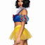 Leg Avenue Bad Apple Snow White, Shimmer Halter Bandeau with Organza Puff Sleeves and Ruffle Collar, Garter Panty with Shimmer Sheer Skirt, and Matching Bow Headband - Multicolor - Small - 3 Piece