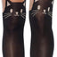 Leg Avenue Black Cat Spandex Opaque Pantyhose with Sheer Thigh Accent - Black/Nude - One Size