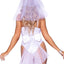 Leg Avenue Bridal Babe Lace Garter Bodysuit, Bow and Train Bustle, and Bridal Veil - White - Small - 3 Piece