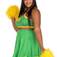 Leg Avenue Bring It Baddie Set Top with Cheer Logo, Pleated Skirt and Pom Pom - Green - 3XLarge/4XLarge - 3 Piece