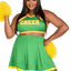 Leg Avenue Bring It Baddie Set Top with Cheer Logo, Pleated Skirt and Pom Pom - Green - 3XLarge/4XLarge - 3 Piece