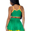 Leg Avenue Bring It Baddie Set Top with Cheer Logo, Pleated Skirt and Pom Pom - Green - XSmall - 3 Piece