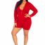 Leg Avenue Brushed Rib Romper Long Johns with Cheeky Snap Closure Back Flap - Red - Queen/XLarge/XXLarge