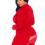 Leg Avenue Brushed Rib Romper Long Johns with Cheeky Snap Closure Back Flap - Red - Queen/XLarge/XXLarge