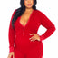 Leg Avenue Brushed Rib Romper Long Johns with Cheeky Snap Closure Back Flap - Red - 3XLarge/4XLarge/Queen