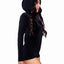 Leg Avenue Comfy Cat Ultra-Soft Velvet Plush Zip Up Romper with Bell Zipper Pull, Ear Hood, and Kitty Tail - Black - XSmall