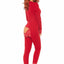 Leg Avenue Cozy Brushed Rib Long Johns with Cheeky Snap Closure Back Flap - Red - Medium/Small