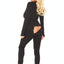 Leg Avenue Cozy Brushed Rib Long Johns with Cheeky Snap Closure Back Flap - Black - Large/XLarge