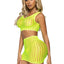 Leg Avenue Crochet Net Tank Crop Top and Mini Skirt - Neon Yellow/Yellow - One Size - 2 Pieces