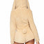 Leg Avenue Cuddle Bunny Ultra Soft Zip Up Teddy with Bunny Ear Hood and Cute Bunny Tail - Beige - Large