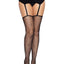 Leg Avenue Daisy Dot Fishnet Stockings with Scalloped Top - Black - One Size