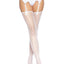 Leg Avenue Daisy Dot Fishnet Stockings with Scalloped Top - White - One Size