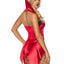 Leg Avenue Devilish Darling Tux and Tails Bodysuit with Stay Up Collar, Pin-On Devil Tail, and Sequin Devil Horn Headband - Red - Small - 3 Piece