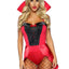 Leg Avenue Devilish Darling Tux and Tails Bodysuit with Stay Up Collar, Pin-On Devil Tail, and Sequin Devil Horn Headband - Red - XSmall - 3 Piece