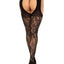 Leg Avenue Eyelet Rose Suspender Hose - Black - One Size
