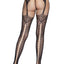 Leg Avenue Faux Garter Belt Fishnet Tights with Lace-Up Backseam