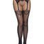 Leg Avenue Faux Garter Belt Fishnet Tights with Lace-Up Backseam - Black - One Size