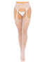 Leg Avenue Faux Garter Belt Fishnet Tights with Lace Up Backseam - White - One Size