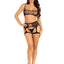 Leg Avenue Fishnet Bra Top and Garter Harness - Black - One Size - 2 Piece