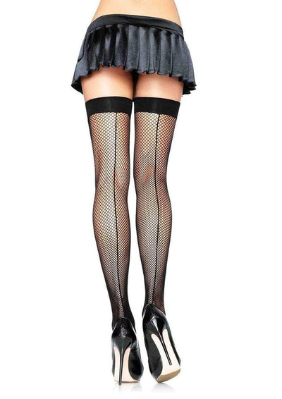 Leg Avenue Fishnet Stockings with Backseam - Black - One Size