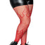 Leg Avenue Flame Net Tights - Red - Queen/XLarge/XXLarge