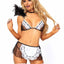 Leg Avenue Flirty French Maid Lace Trimmed Sheer Bra Top, Apron Skirt, G-String, and Matching Head