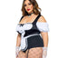 Leg Avenue Foxy Frenchie Garter Bodysuit with Attached Apron, Choker, and Hat Headband