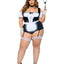 Leg Avenue Foxy Frenchie Garter Bodysuit with Attached Apron, Choker, and Hat Headband - Black/White - 3XLarge/4XLarge/Queen - 3 Piece