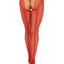Leg Avenue French Cut Crotchless Fishnet Tights with Heart Backseam and Faux Lace Up Back - Red - One Size