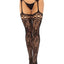 Leg Avenue French Rose Lace Backseam Stockings with Attached Garter Belt