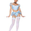 Leg Avenue Glass Slipper Cinderella Boned Sweetheart Crop Top with Organza Sleeves, Garter Panty with Shimmer Sheer Skirt, Ribbon Choker, and Matching Hair Band - Blue - Medium - 4 Piece
