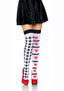 Leg Avenue Harlequin and Heart Thigh High - Black/Multicolor/Red/White - One Size