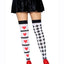 Leg Avenue Harlequin and Heart Thigh High - Black/Multicolor/Red/White - One Size