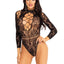 Leg Avenue High Neck Lace and Net Keyhole Back Bodysuit