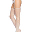 Leg Avenue Industrial Net Stockings with Scalloped Trimmed Attached Garter Belt - White - One Size