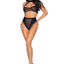 Leg Avenue Keyhole Net Halter Crop Top and High Waist Bottoms - Black - One Size - 2 Piece
