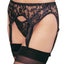 Leg Avenue Lace Garter Belt with Thong - Black - Plus Size/Queen - 2 Piece