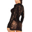Leg Avenue Lace Keyhole Mini Dress with Opaque Panel Detailing and Gloved Sleeves - Black - One Size