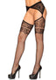 Leg Avenue Lace Top Industrial Net Stockings with Attached Garter Belt - Black - One Size