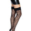Leg Avenue Leopard Net Thigh Highs with Band Top - Black - One Size